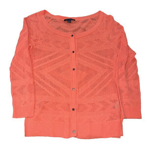 American Eagle Coral Open Knit Cardigan Sweater Small Boho